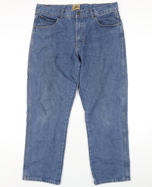 Hutson Harbour Mens Blue Cotton Straight Jeans Size 34 in L30 in Regular Zip