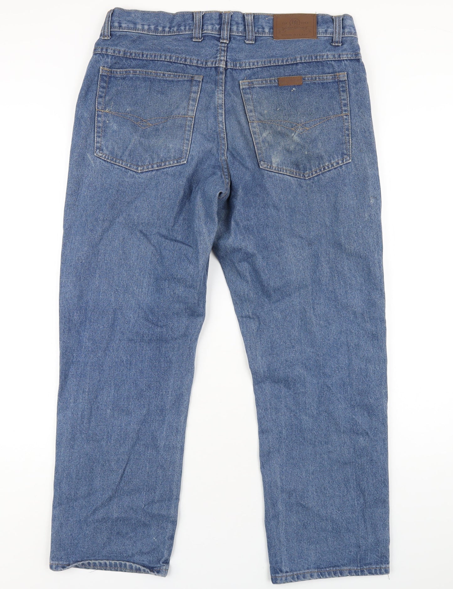 Hutson Harbour Mens Blue Cotton Straight Jeans Size 34 in L30 in Regular Zip