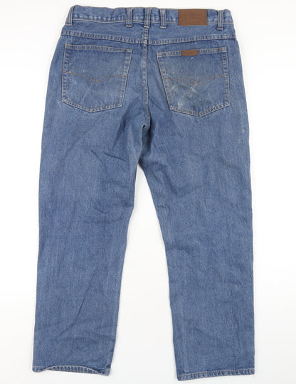 Hutson Harbour Mens Blue Cotton Straight Jeans Size 34 in L30 in Regular Zip