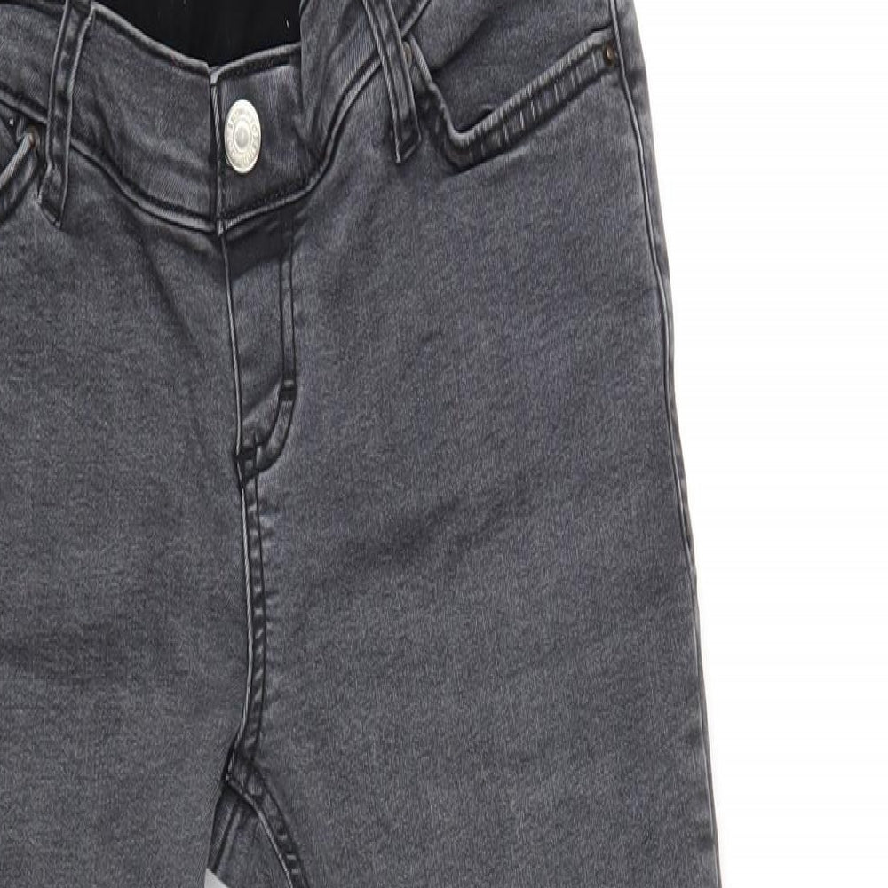 Topshop Womens Grey Cotton Skinny Jeans Size 28 in L34 in Regular
