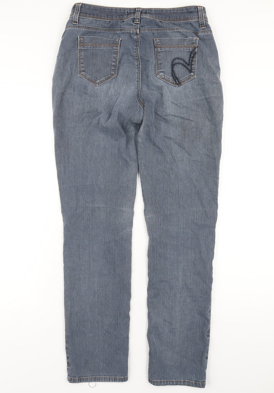 Per Una Womens Blue Cotton Mom Jeans Size 10 L31 in Regular Zip