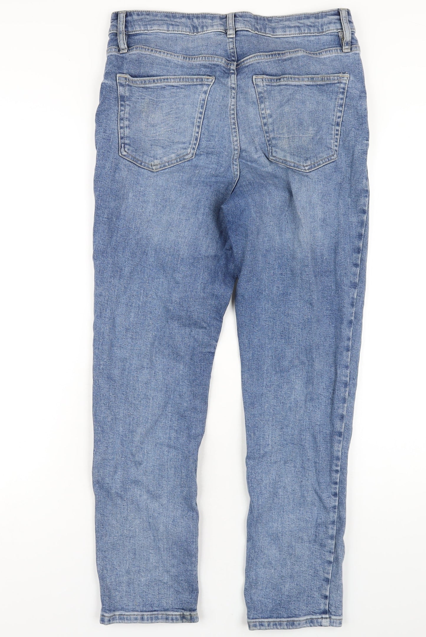 F&F Womens Blue Cotton Skinny Jeans Size 12 L30 in Regular Zip