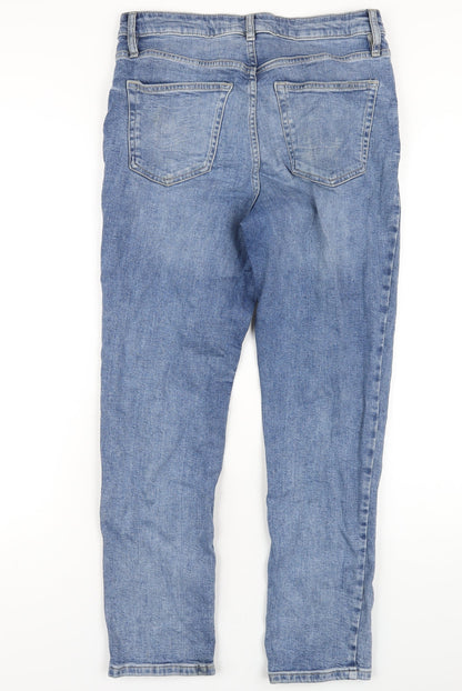 F&F Womens Blue Cotton Skinny Jeans Size 12 L30 in Regular Zip