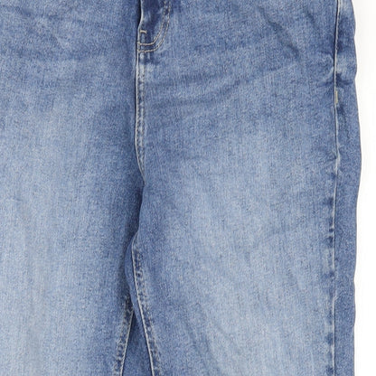 F&F Womens Blue Cotton Skinny Jeans Size 12 L30 in Regular Zip