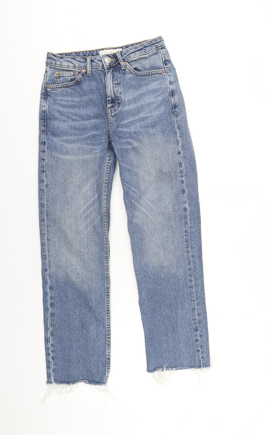 Topshop Womens Blue Cotton Straight Jeans Size 25 in L32 in Regular Zip