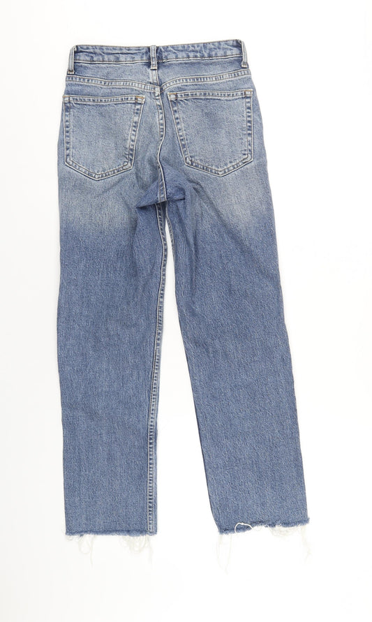 Topshop Womens Blue Cotton Straight Jeans Size 25 in L32 in Regular Zip