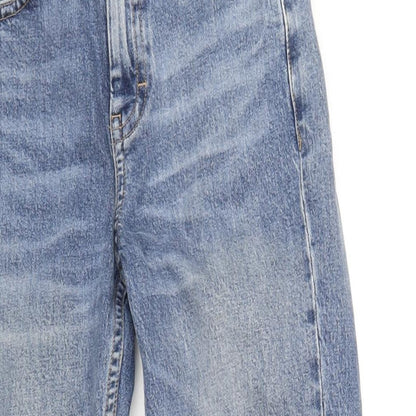 Topshop Womens Blue Cotton Straight Jeans Size 25 in L32 in Regular Zip