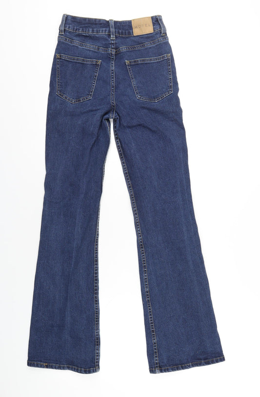 Motel Womens Blue Cotton Flared Jeans Size 2XS L30 in Regular Zip