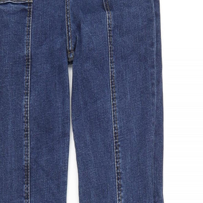 Motel Womens Blue Cotton Flared Jeans Size 2XS L30 in Regular Zip