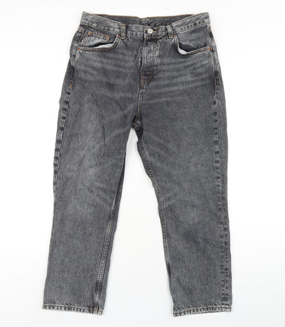 Topshop Womens Grey Cotton Straight Jeans Size 30 in L30 in Regular Button