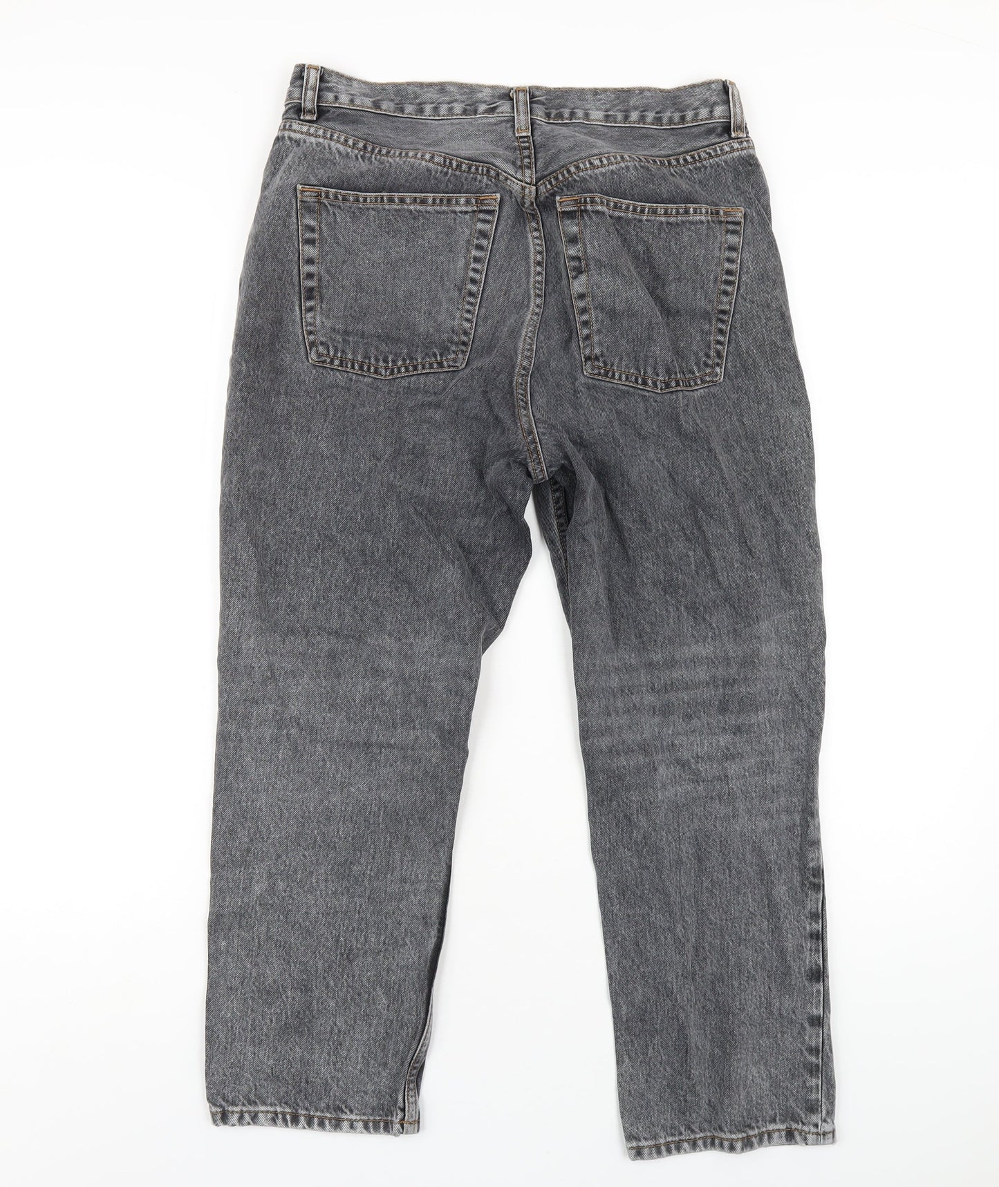 Topshop Womens Grey Cotton Straight Jeans Size 30 in L30 in Regular Button