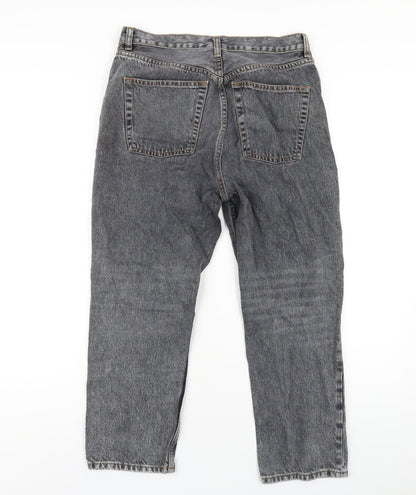 Topshop Womens Grey Cotton Straight Jeans Size 30 in L30 in Regular Button