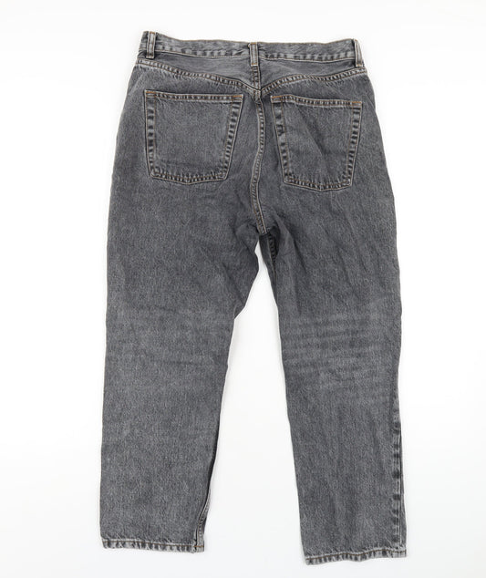 Topshop Womens Grey Cotton Straight Jeans Size 30 in L30 in Regular Button