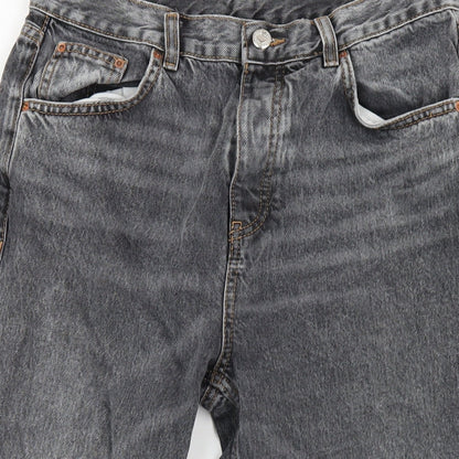 Topshop Womens Grey Cotton Straight Jeans Size 30 in L30 in Regular Button