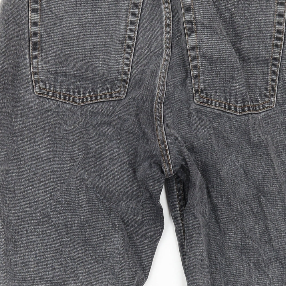 Topshop Womens Grey Cotton Straight Jeans Size 30 in L30 in Regular Button