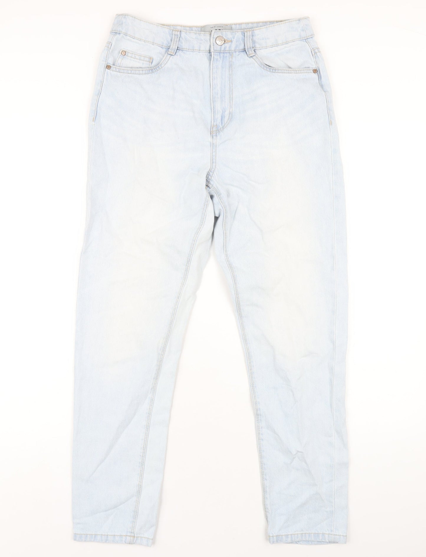 New Look Womens Blue Cotton Mom Jeans Size 10 L30 in Regular Zip