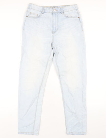 New Look Womens Blue Cotton Mom Jeans Size 10 L30 in Regular Zip