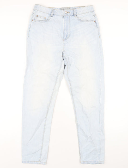 New Look Womens Blue Cotton Mom Jeans Size 10 L30 in Regular Zip