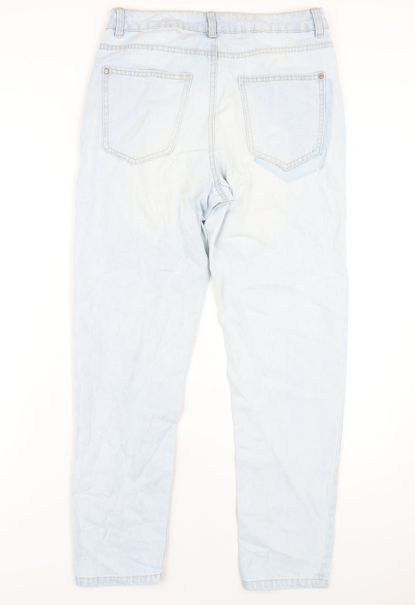 New Look Womens Blue Cotton Mom Jeans Size 10 L30 in Regular Zip