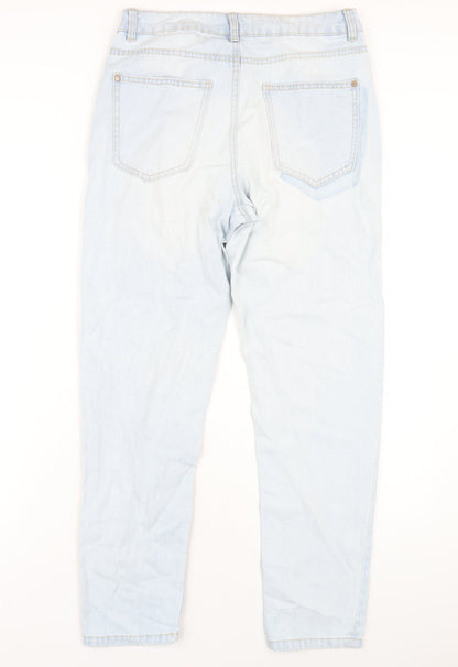 New Look Womens Blue Cotton Mom Jeans Size 10 L30 in Regular Zip