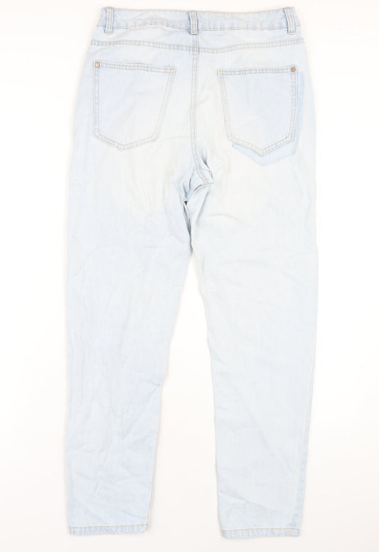 New Look Womens Blue Cotton Mom Jeans Size 10 L30 in Regular Zip