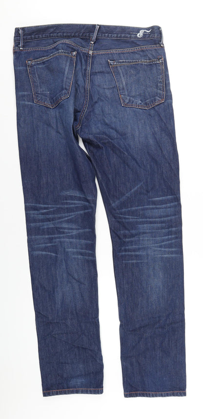 Kyrre Mens Blue Cotton Straight Jeans Size 33 in L34 in Regular Button