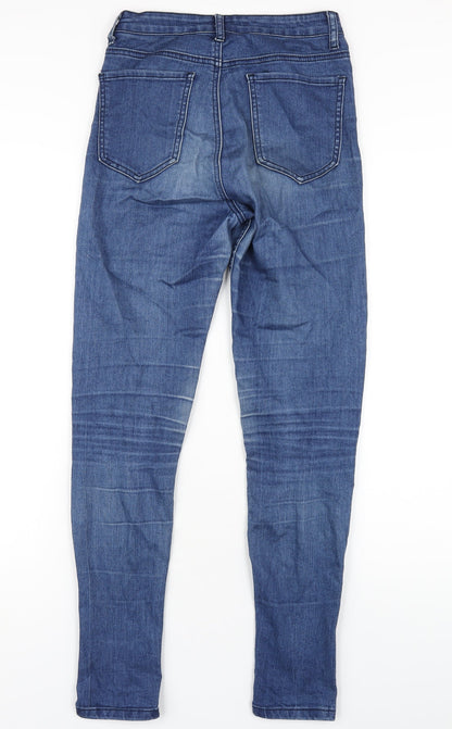 The Rock N Rev Womens Blue Cotton Skinny Jeans Size 6 L30 in Regular Zip