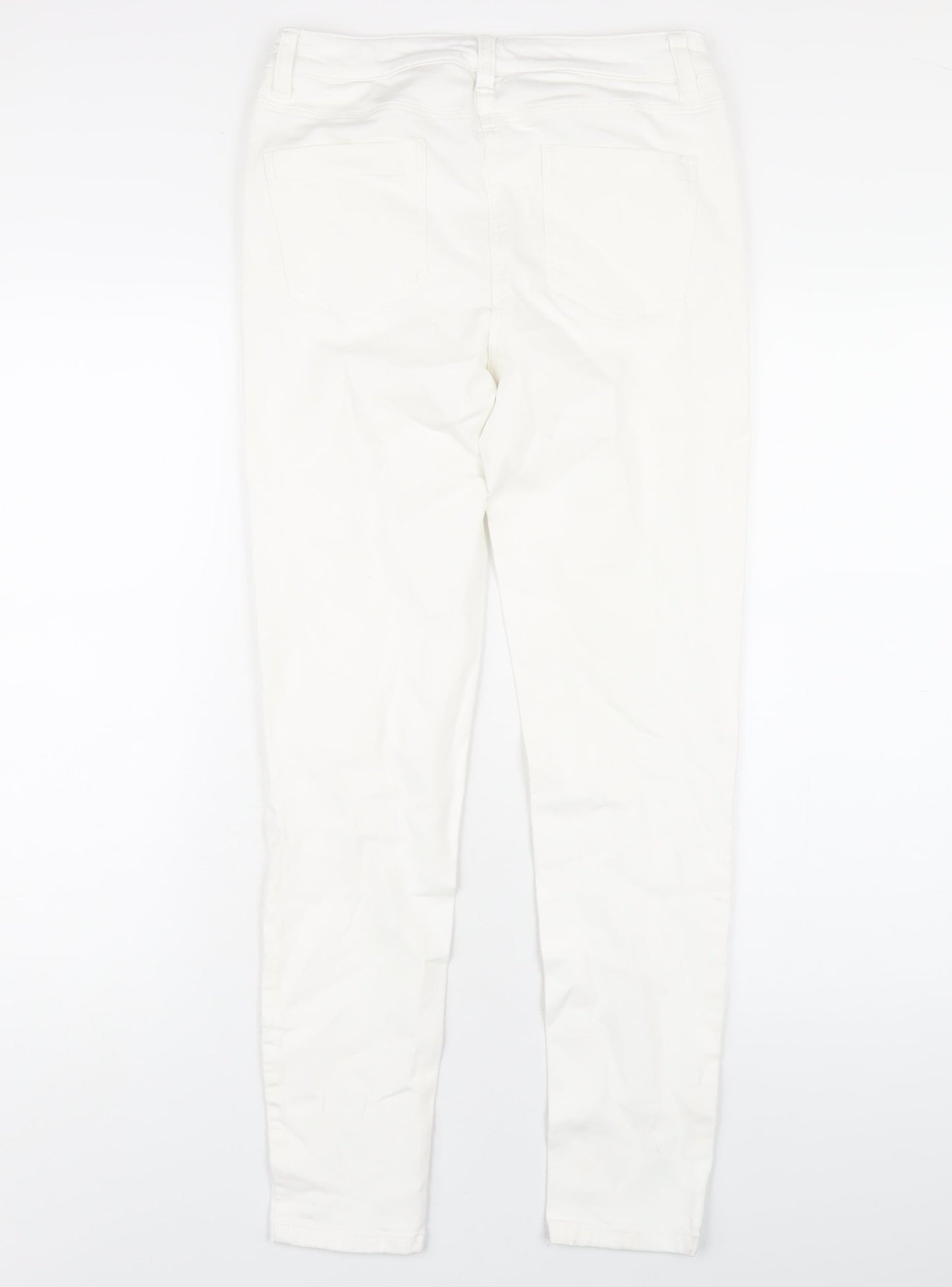 NEXT Womens White Cotton Skinny Jeans Size 8 L29 in Regular Zip