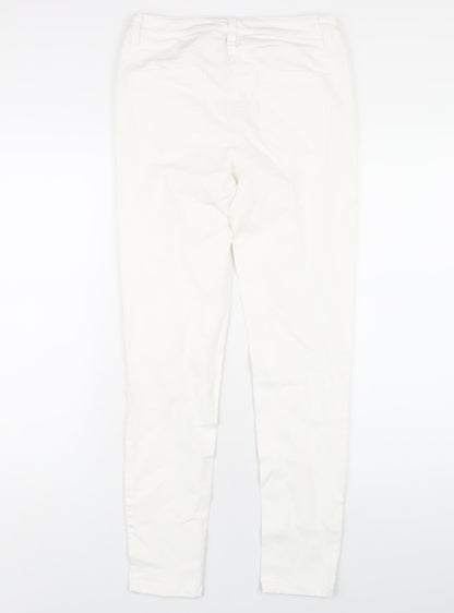 NEXT Womens White Cotton Skinny Jeans Size 8 L29 in Regular Zip