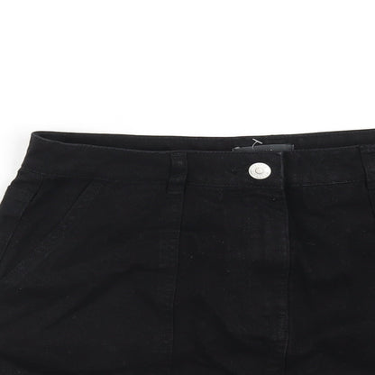 Papaya Womens Black Cotton A-Line Skirt Size 10 Zip