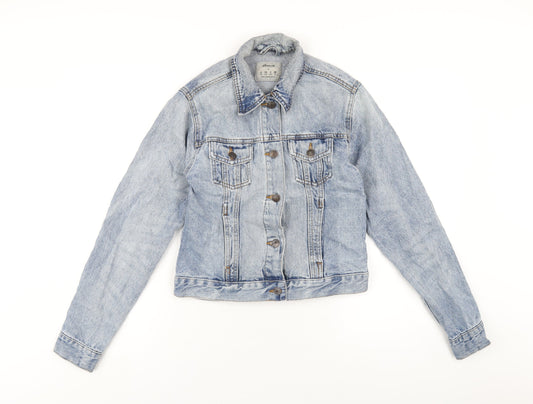 Denim & Co. Womens Blue Jacket Size 6 Button