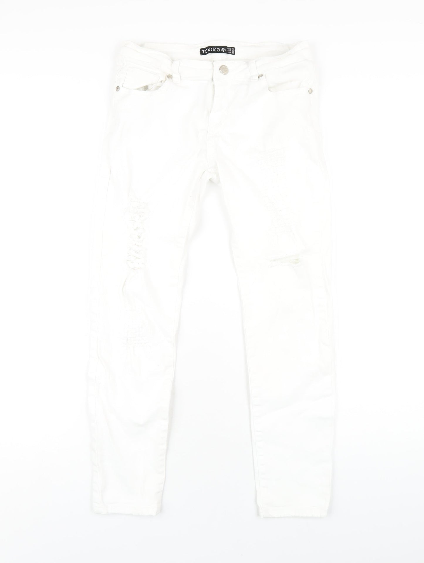 Womens UK Size 10 Toxik3 Regular Fit Skinny White Jeans