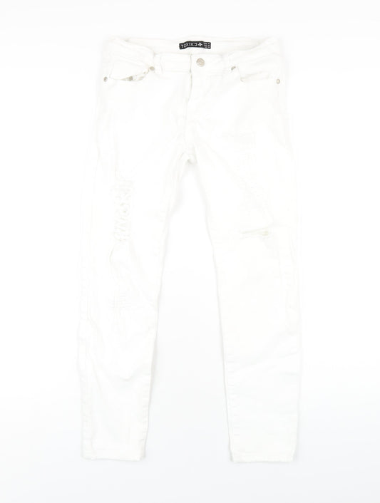 Womens UK Size 10 Toxik3 Regular Fit Skinny White Jeans