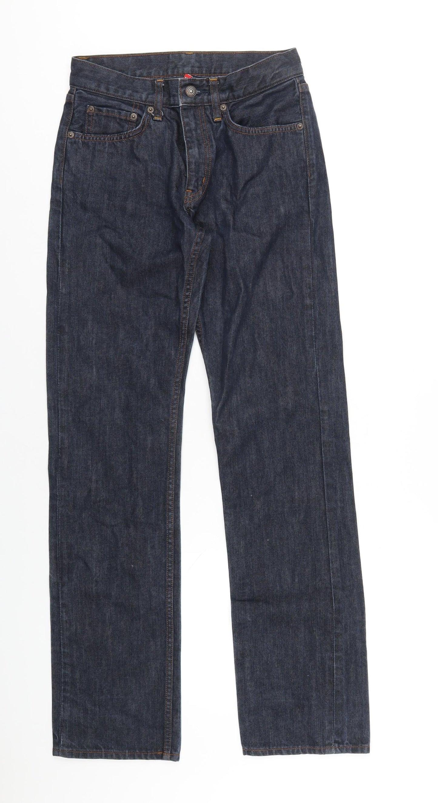 Uniqlo Mens Blue Cotton Straight Jeans Size 28 in L32 in Regular Zip