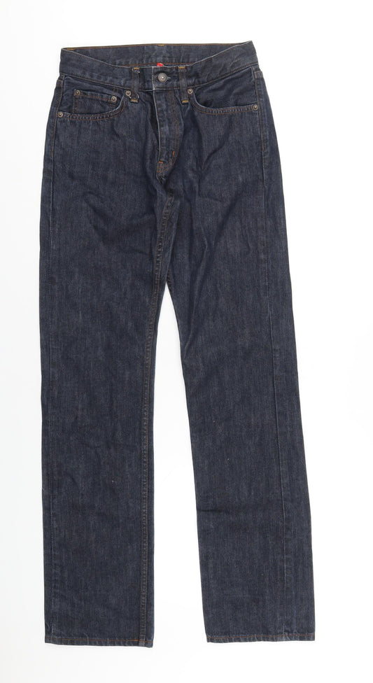 Uniqlo Mens Blue Cotton Straight Jeans Size 28 in L32 in Regular Zip