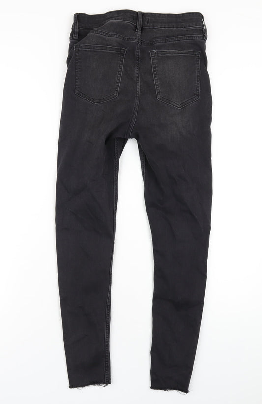 F&F Womens Black Cotton Skinny Jeans Size 10 L27 in Regular Zip