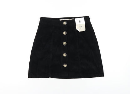 Womens UK Size 6 Denim & Co. Black A-Line Skirt