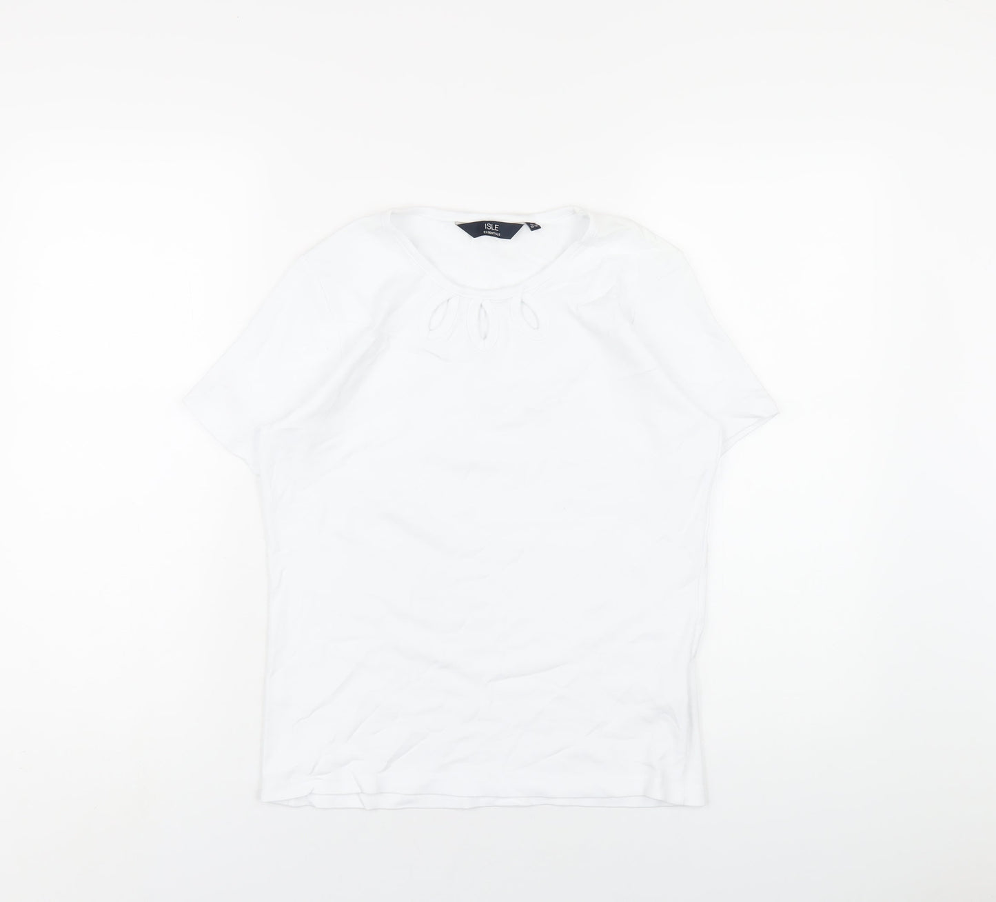 EWM Womens White Cotton Basic T-Shirt Size 10 Round Neck