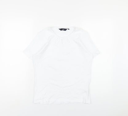 EWM Womens White Cotton Basic T-Shirt Size 10 Round Neck