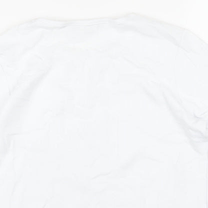 EWM Womens White Cotton Basic T-Shirt Size 10 Round Neck