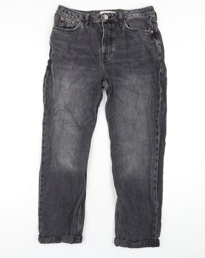 Topshop Womens Grey Cotton Straight Jeans Size 26 in L32 in Regular Button