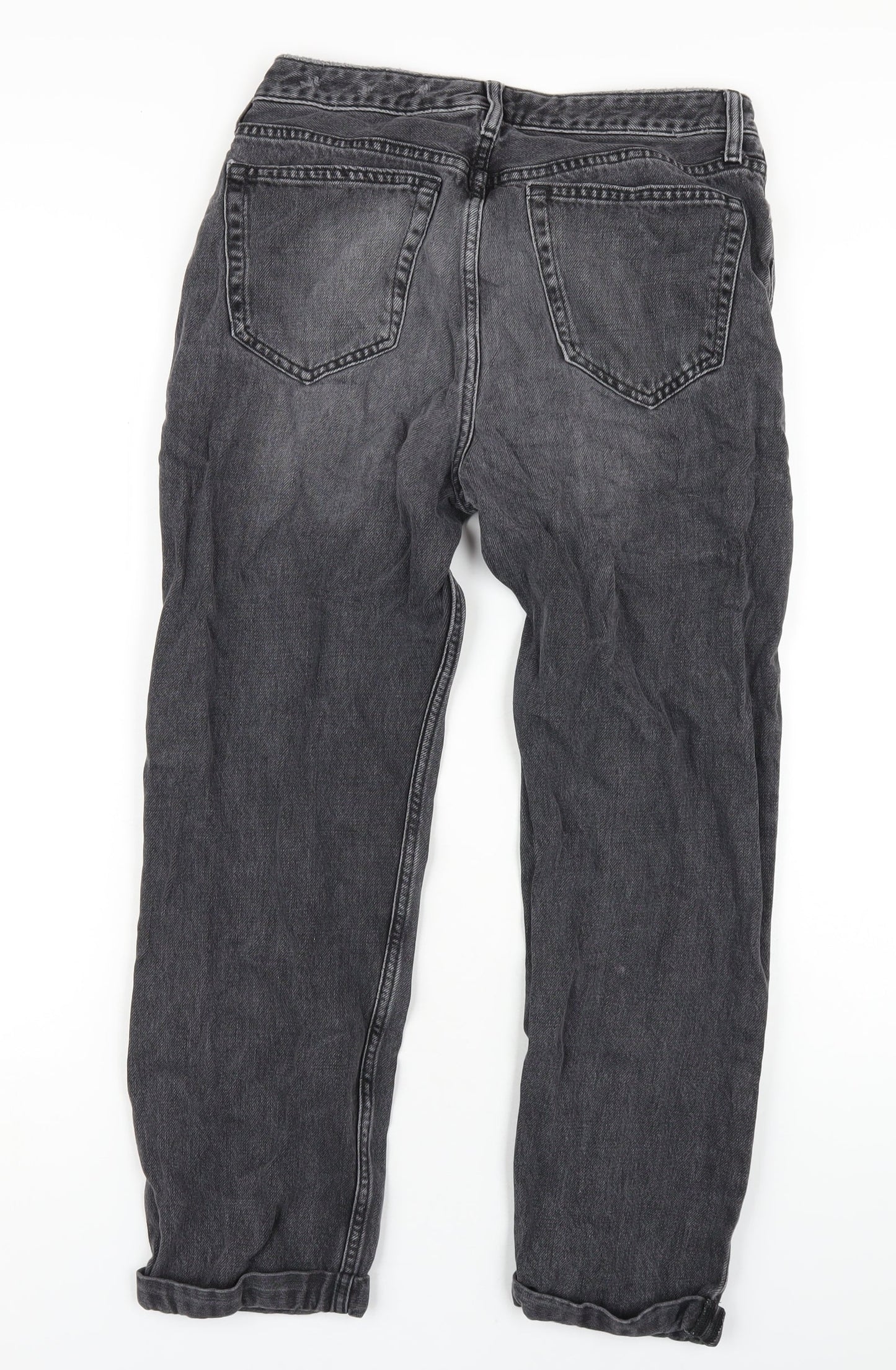 Topshop Womens Grey Cotton Straight Jeans Size 26 in L32 in Regular Button