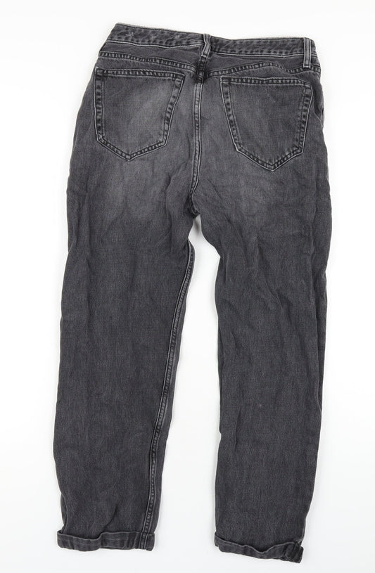 Topshop Womens Grey Cotton Straight Jeans Size 26 in L32 in Regular Button