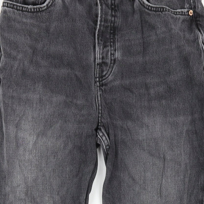 Topshop Womens Grey Cotton Straight Jeans Size 26 in L32 in Regular Button