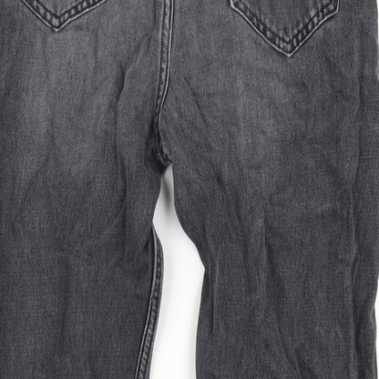 Topshop Womens Grey Cotton Straight Jeans Size 26 in L32 in Regular Button