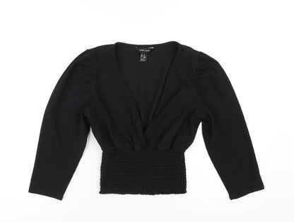 Womens UK Size 8 New Look Black Cropped T-Shirt