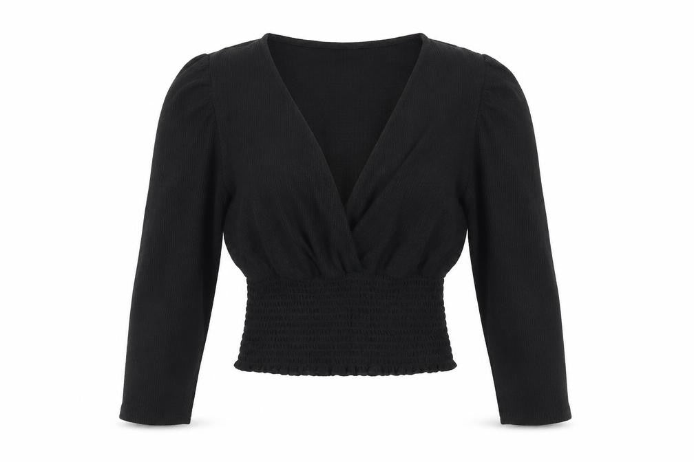 Womens UK Size 8 New Look Black Cropped T-Shirt