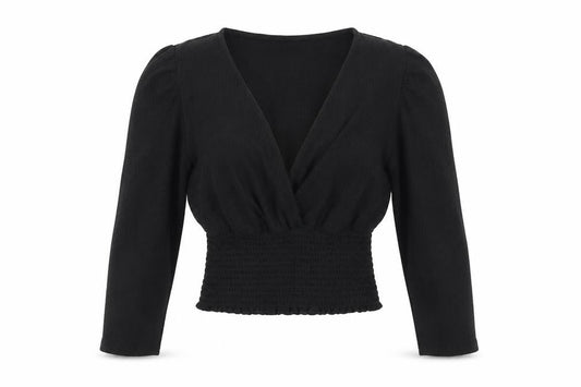 Womens UK Size 8 New Look Black Cropped T-Shirt