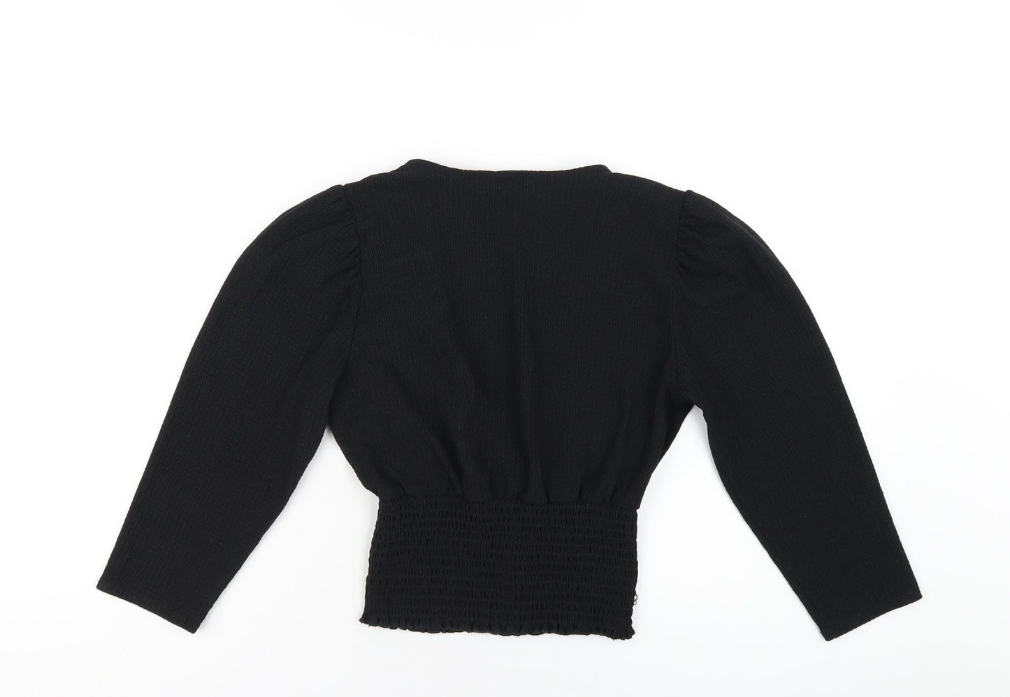 Womens UK Size 8 New Look Black Cropped T-Shirt