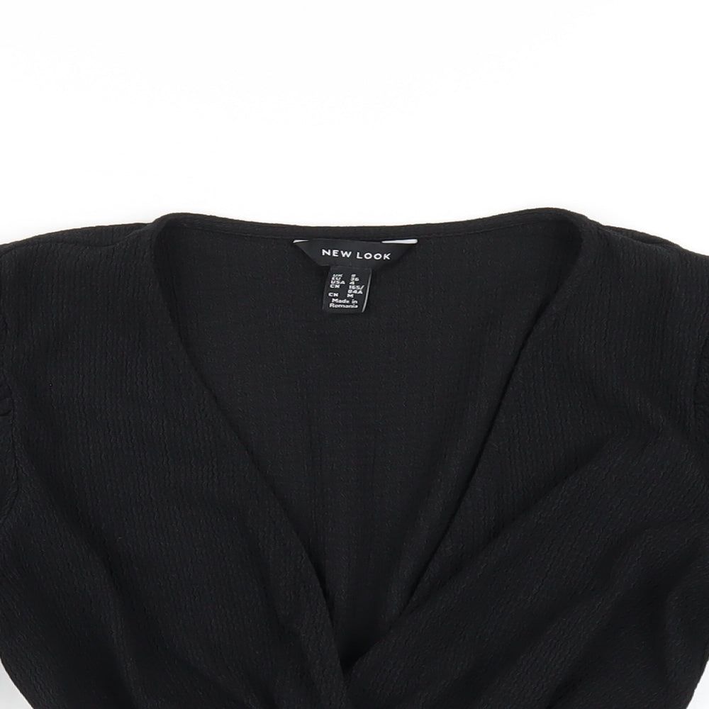 Womens UK Size 8 New Look Black Cropped T-Shirt